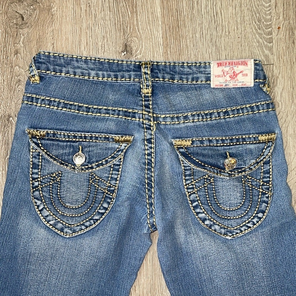 True Religion size 28  low rise jeans thick stitching denim Y2K vintage